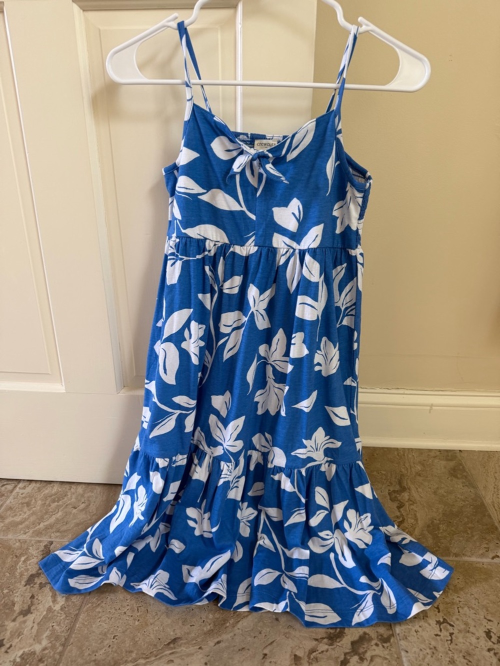 NWT J. Crew Crewcuts Blue and White Floral Sundress with Front Tie